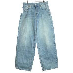6397 Roomy Jeans NP343 SIZE 31 Light Ash Blue Wide Leg 100% Cotton Italy NWT